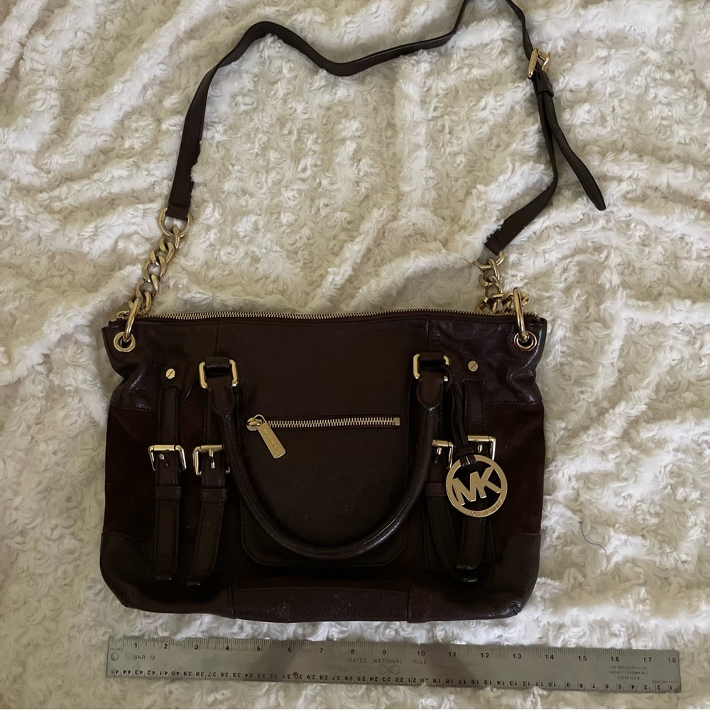 Michael Kors dark brown leather/suede handbag